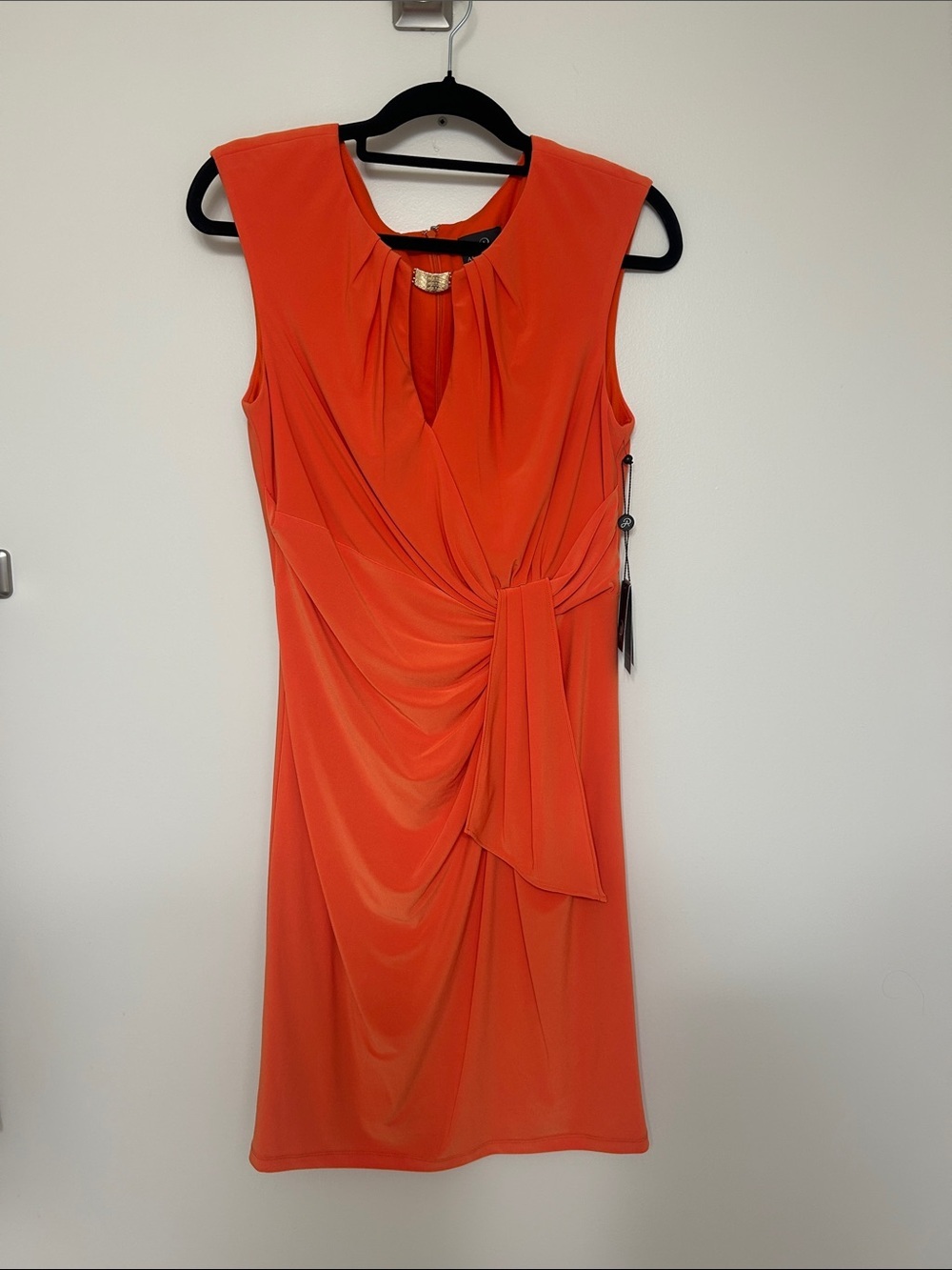 NWT Adrianna Papell Sleeveless Orange Twist-Front Dress | Adrianna Papell Dress